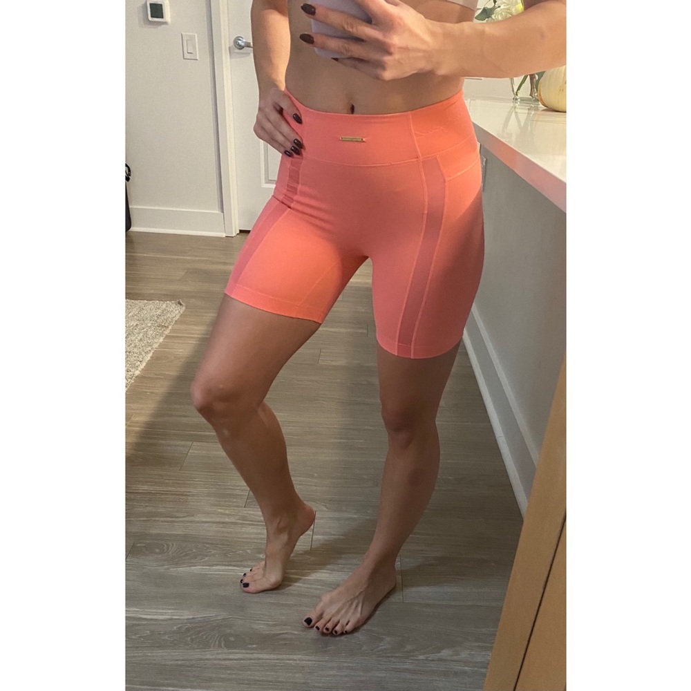 Whitney Simmons x GymShark Collection - coral biker shorts